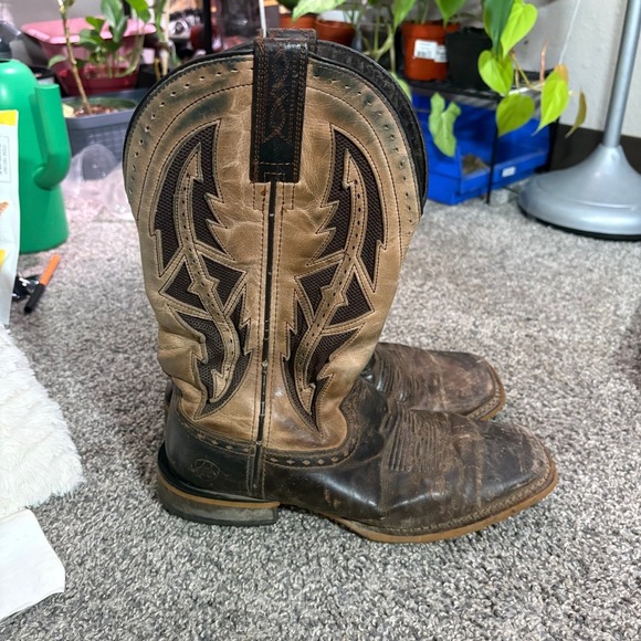 Ariat Mens Square Toe Western Cowboy Boots Tan Brown Leather Size 9 D